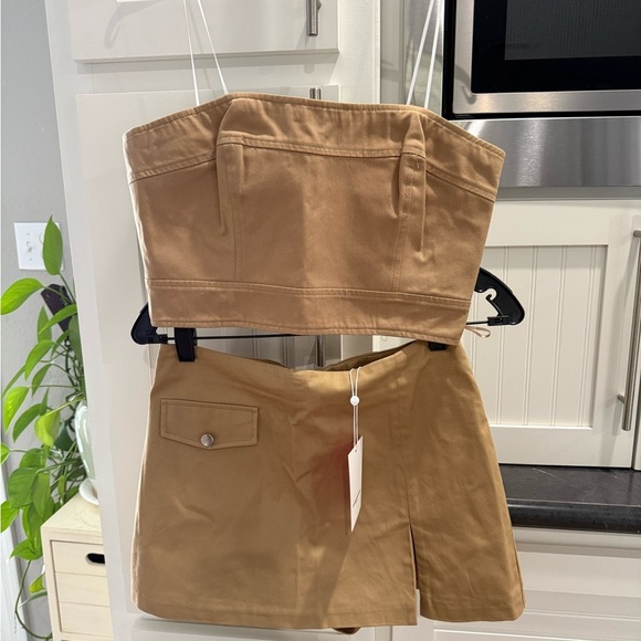NWT Amanda Uprichard Tan Two Piece Cotton Set Small - Picture 3 of 3